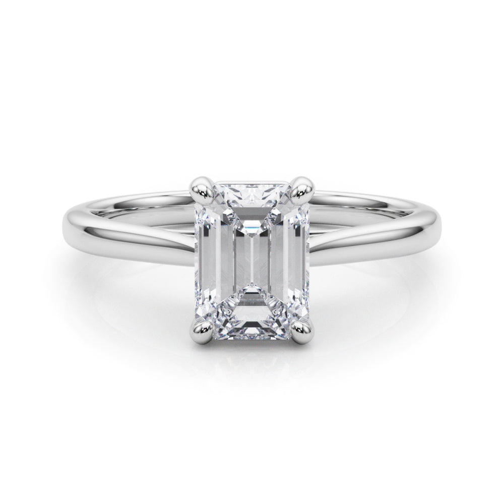 Emerald Cut Diamond Cathedral Engagement Ring