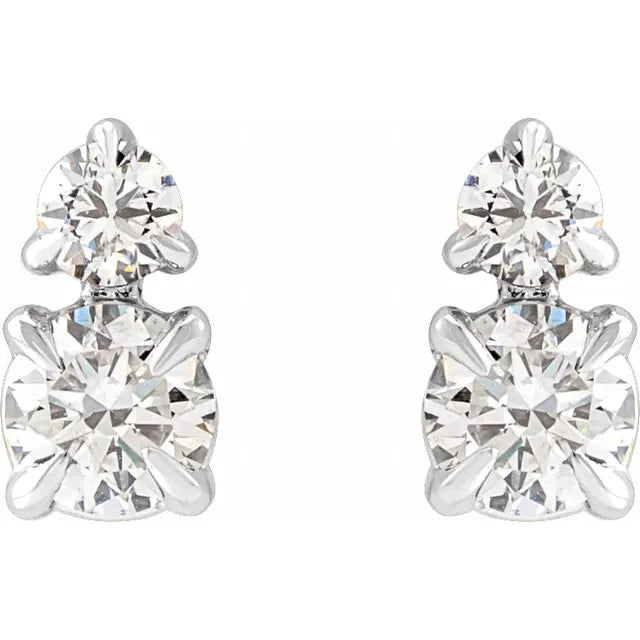 Two Stone Diamond Stud Earrings