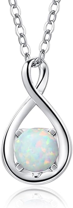 October Birthstone Simulated  Opal Pendant