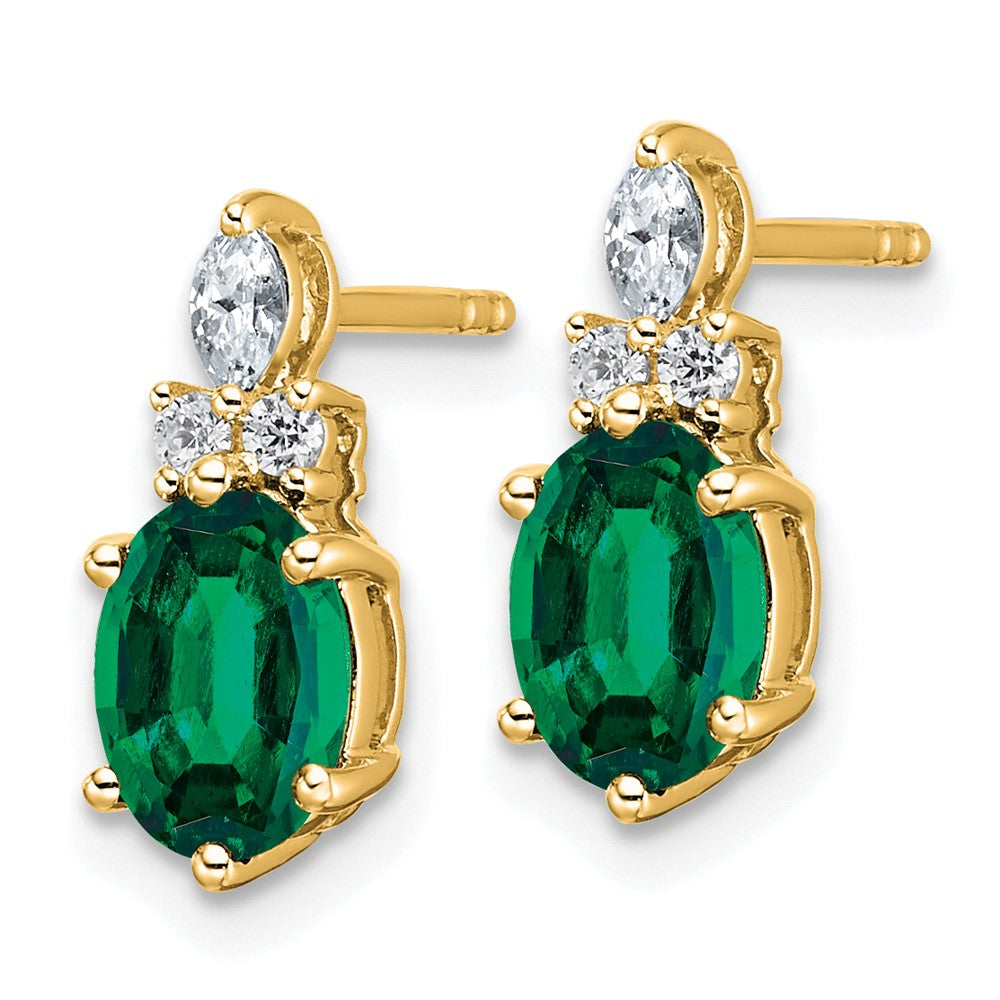 Oval Lab-Created Emerald & Diamond Cluster Stud Earrings