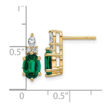 Oval Lab-Created Emerald & Diamond Cluster Stud Earrings