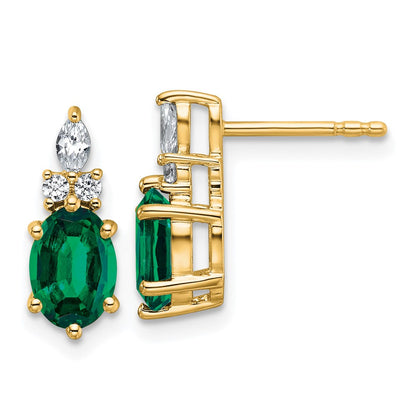 Oval Lab-Created Emerald & Diamond Cluster Stud Earrings