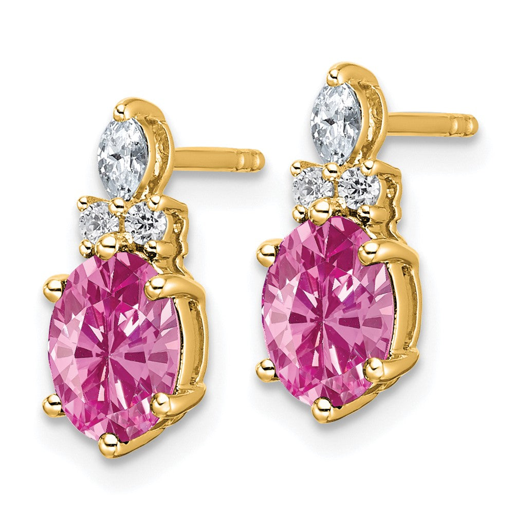 Oval Lab-Created Pink Sapphire & Diamond Cluster Stud Earrings