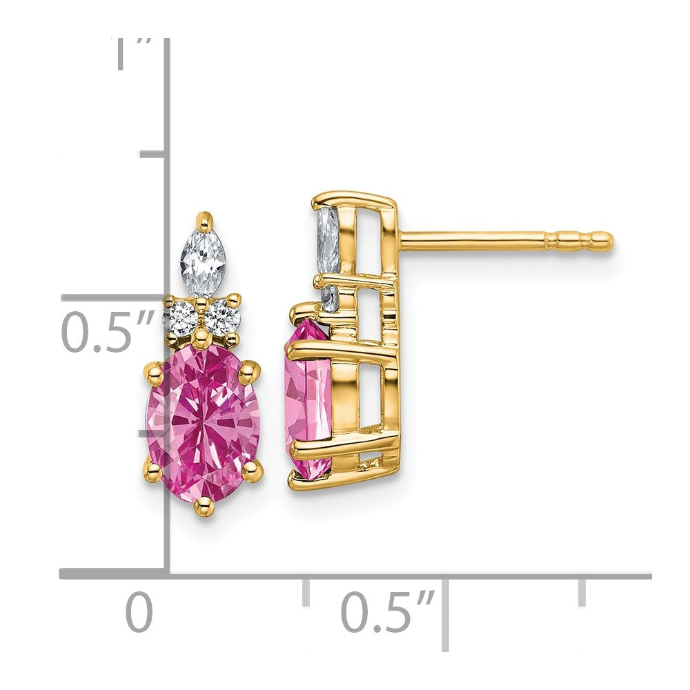 Oval Lab-Created Pink Sapphire & Diamond Cluster Stud Earrings