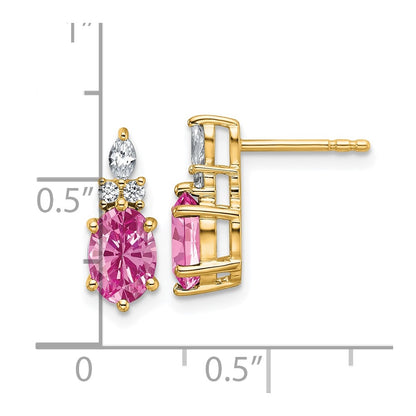 Oval Lab-Created Pink Sapphire & Diamond Cluster Stud Earrings