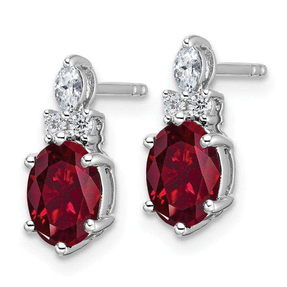 Oval Lab-Created Ruby & Diamond Cluster Stud Earrings