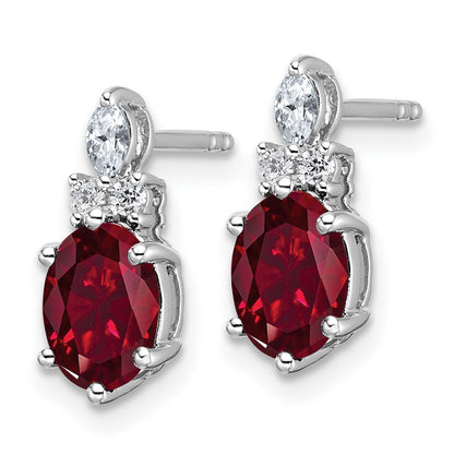 Oval Lab-Created Ruby & Diamond Cluster Stud Earrings