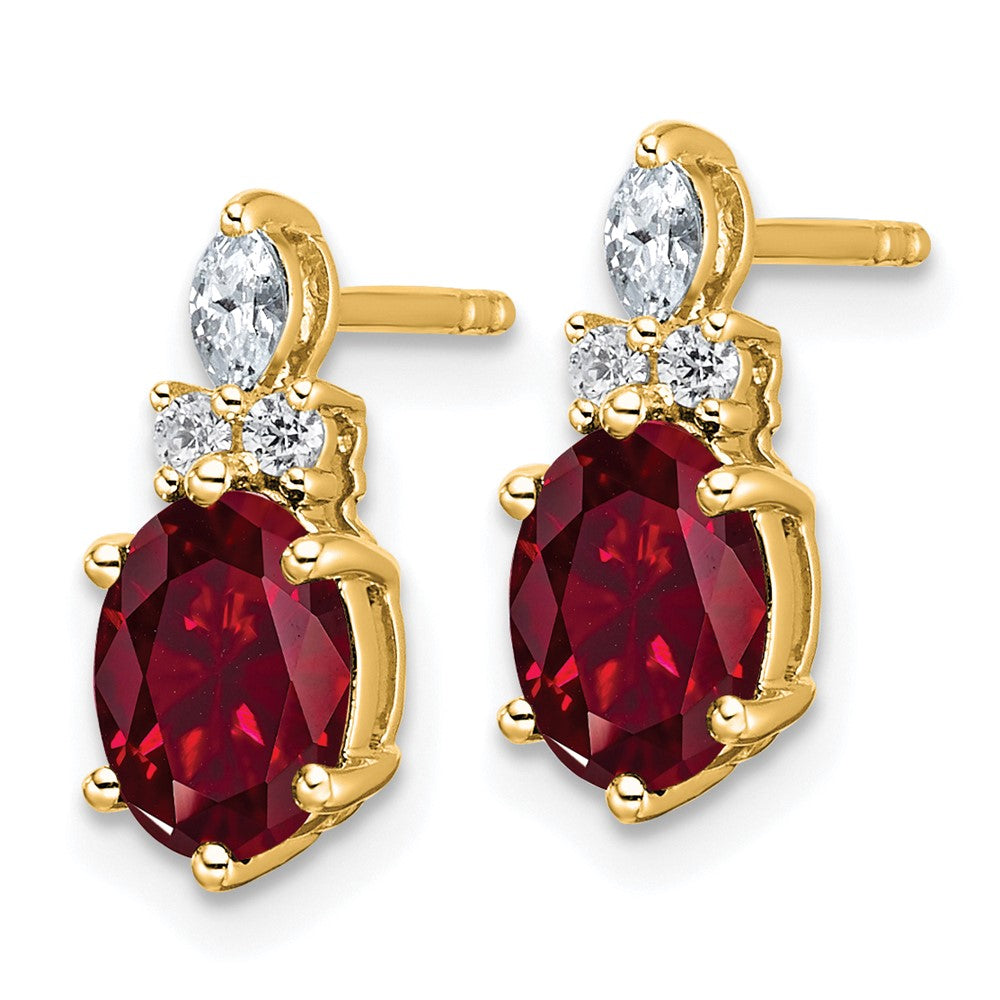 Oval Lab-Created Ruby & Diamond Cluster Stud Earrings