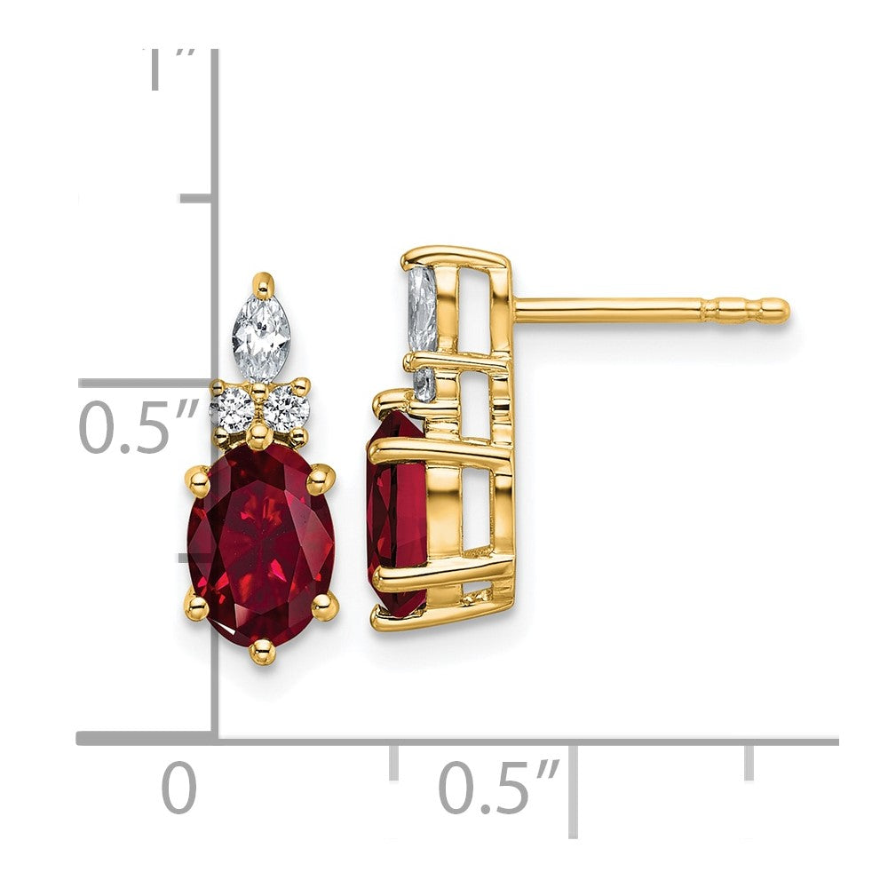 Oval Lab-Created Ruby & Diamond Cluster Stud Earrings