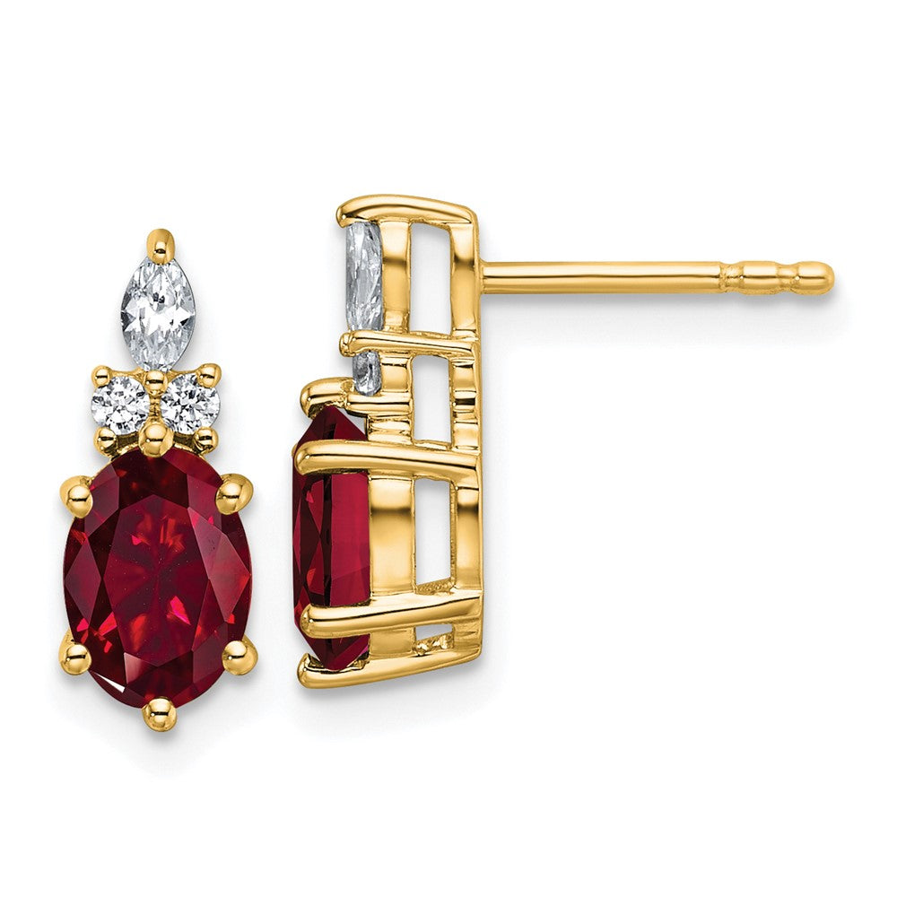 Oval Lab-Created Ruby & Diamond Cluster Stud Earrings