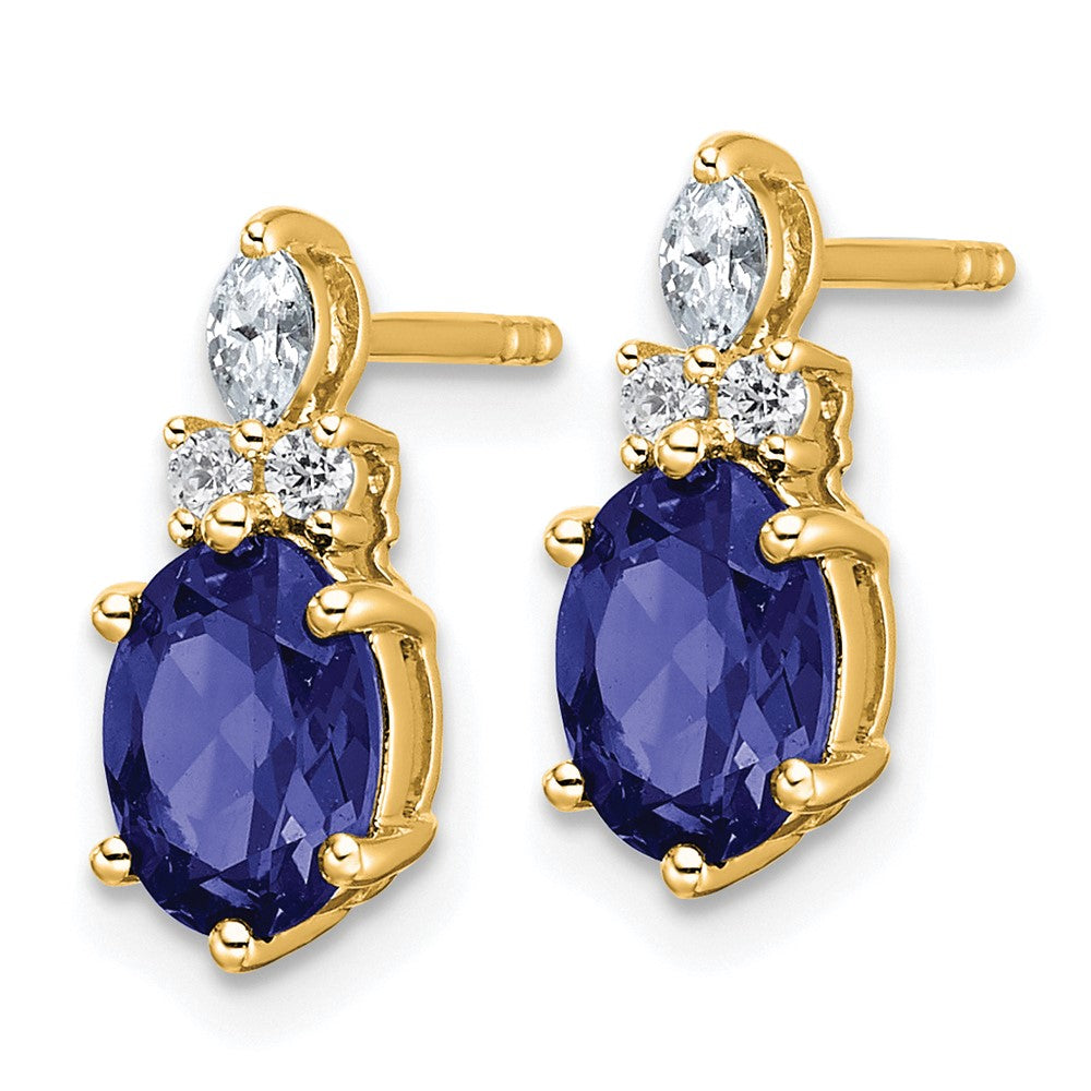 Oval Lab-Created Sapphire & Diamond Cluster Stud Earrings