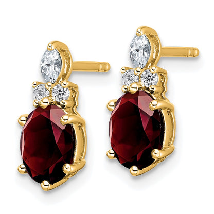 Oval Garnet & Diamond Cluster Stud Earrings