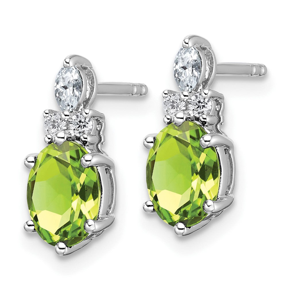 Oval Peridot & Diamond Cluster Stud Earrings