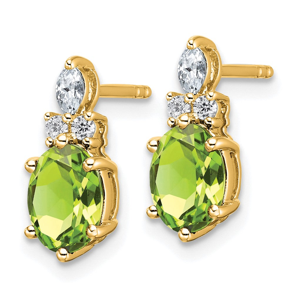 Oval Peridot & Diamond Cluster Stud Earrings