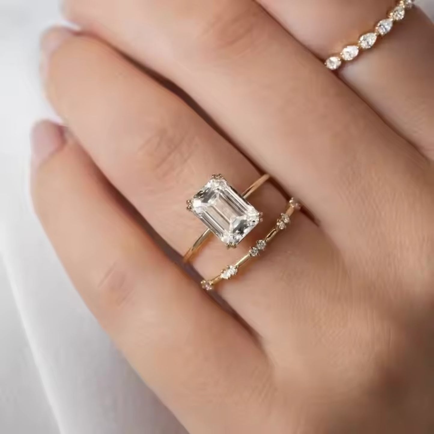 Emerald Cut Moissanite Solitaire Engagement Ring 4.00ct.tw