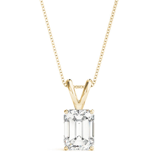 Emerald Cut Diamond Solitaire Pendant Necklace