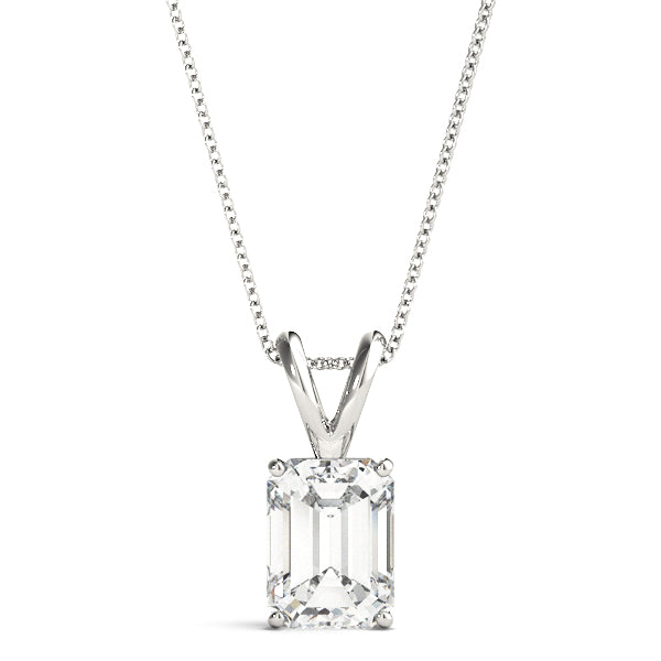 Emerald Cut Diamond Solitaire Pendant Necklace