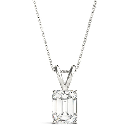 Emerald Cut Diamond Solitaire Pendant Necklace