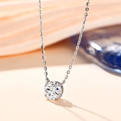 Round Moissanite Solitaire Pendant Necklace