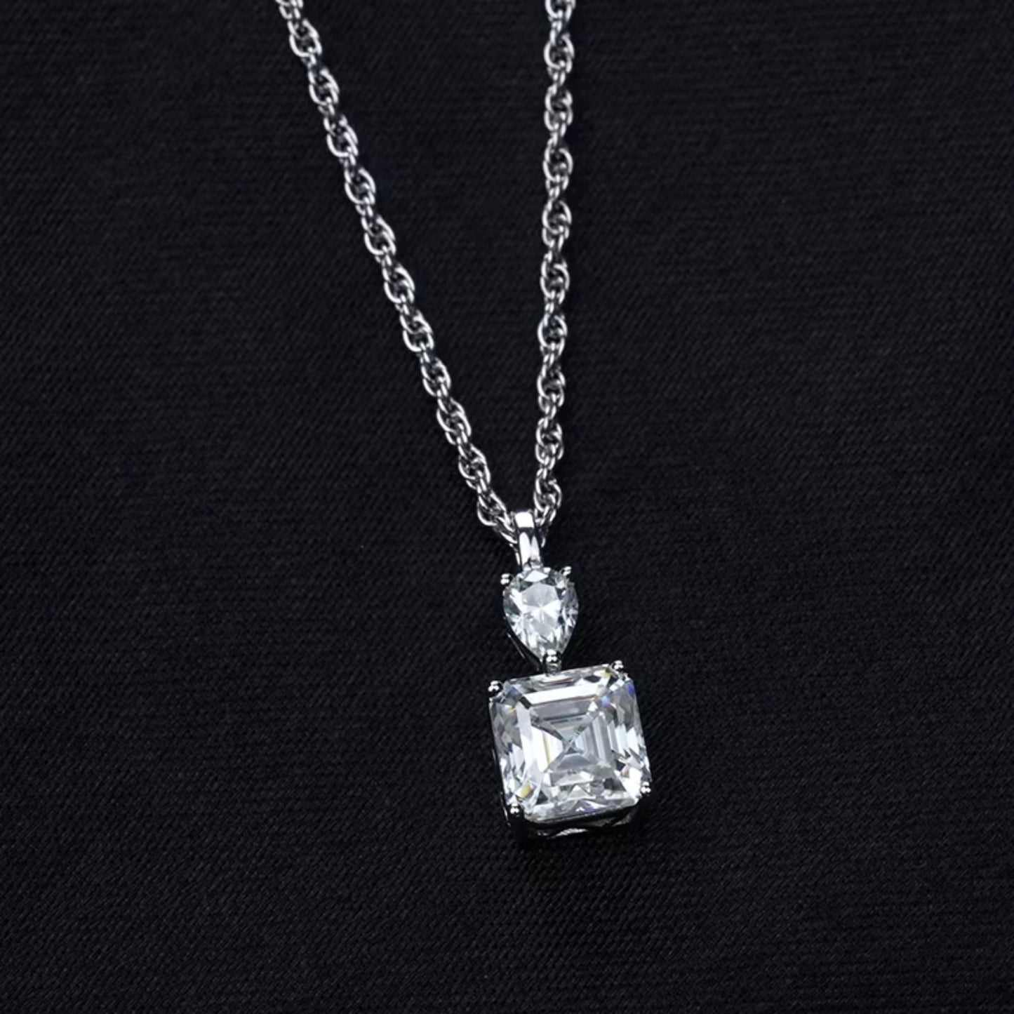 Asscher Cut Moissanite Pendant Necklace