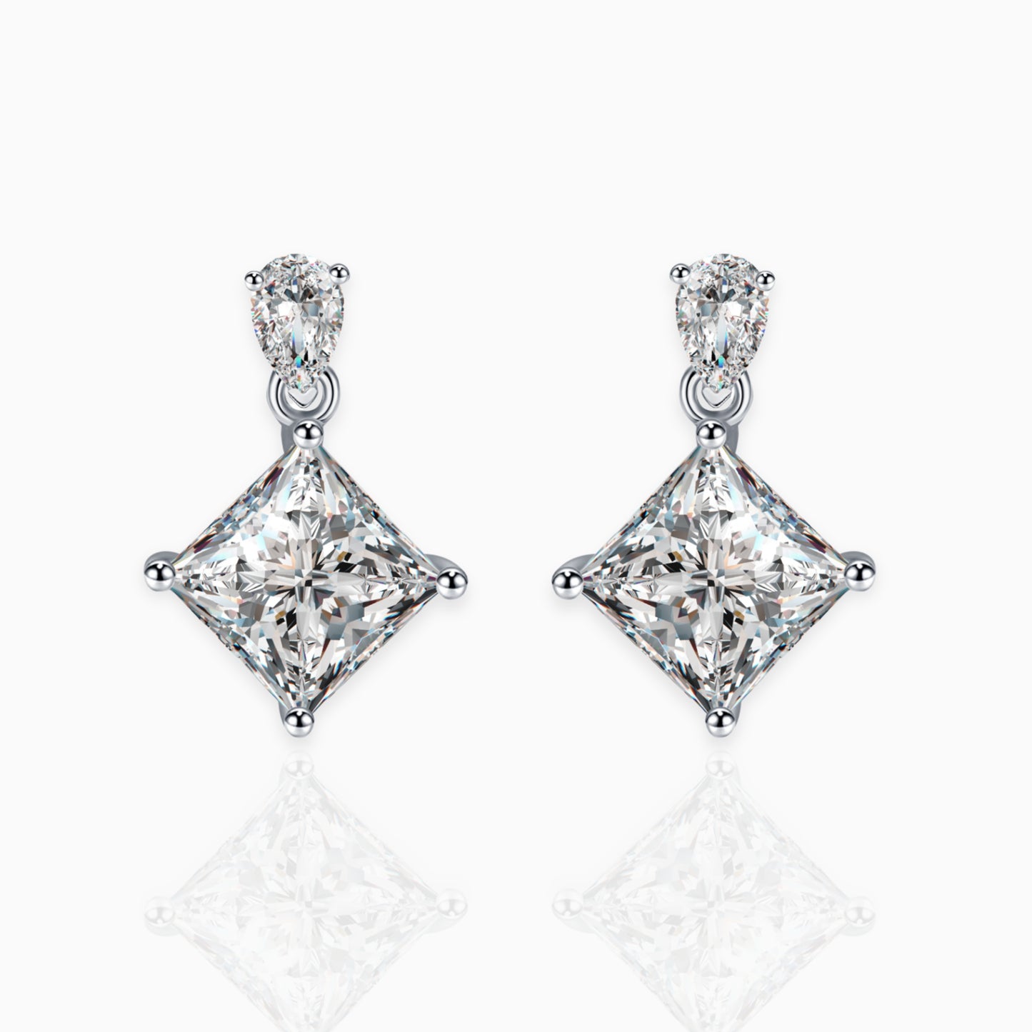 Princess Moissanite Drop Earrings Moissanite Karat Designs