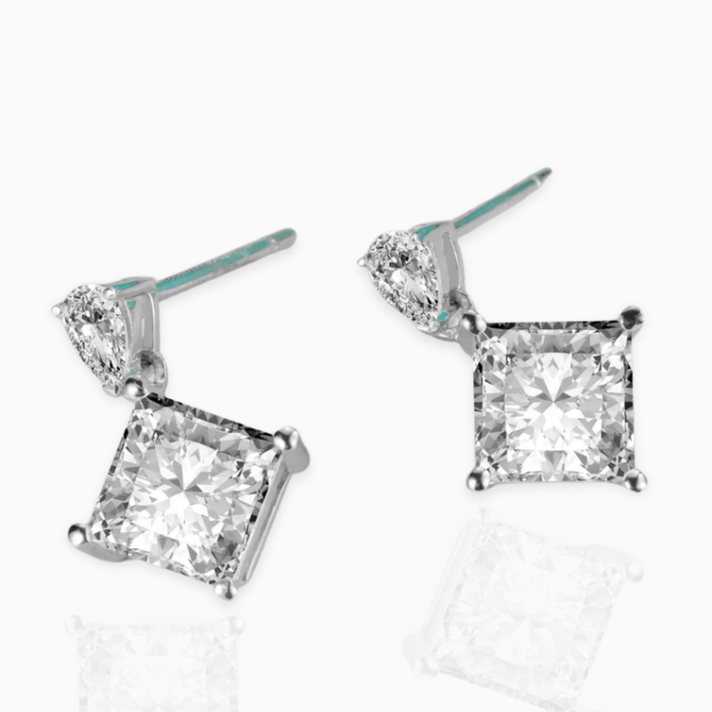 Princess Moissanite Drop Earrings Moissanite Karat Designs