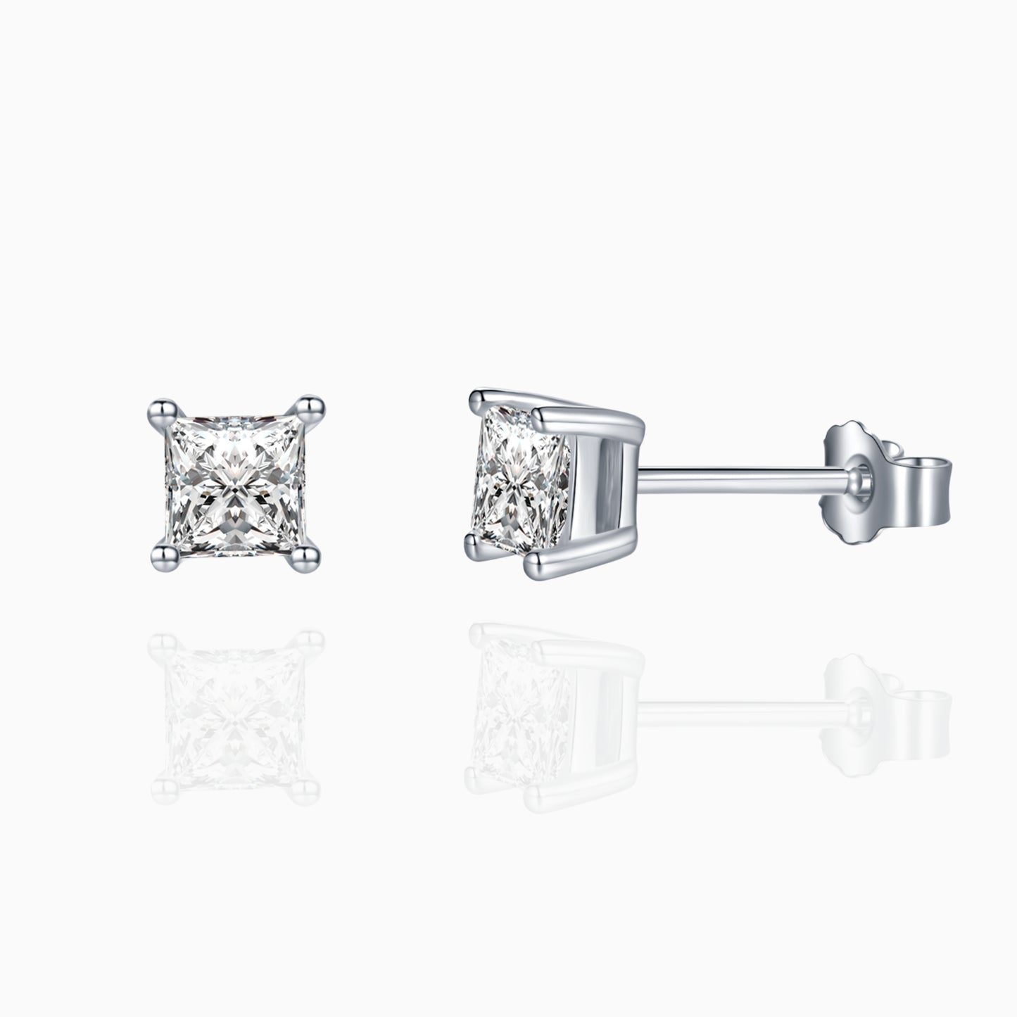 Princess Moissanite Stud Earrings Moissanite Karat Designs