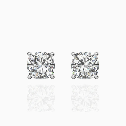 Cushion Moissanite Sterling Silver Stud Earrings Moissanite Karat Designs