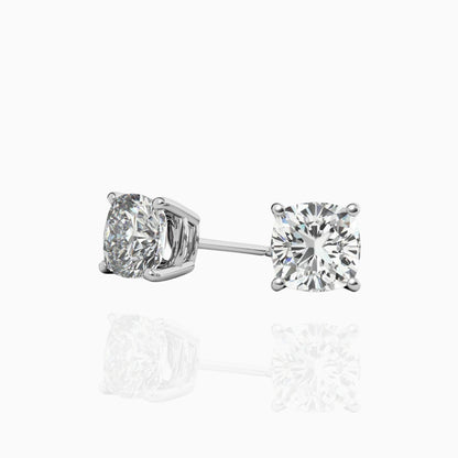 Cushion Moissanite Sterling Silver Stud Earrings Moissanite Karat Designs