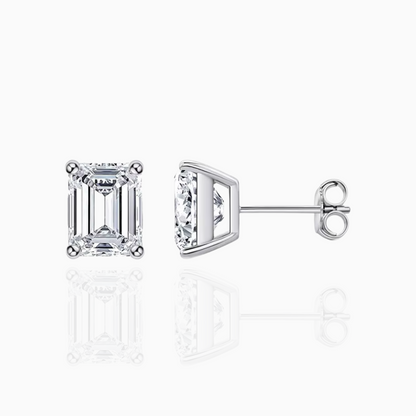 Emerald Moissanite Solitaire Stud Earrings Moissanite Karat Designs