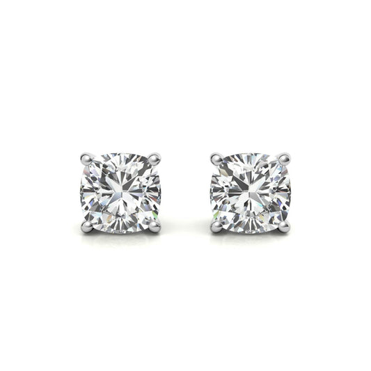 Cushion Moissanite Sterling Silver Stud Earrings