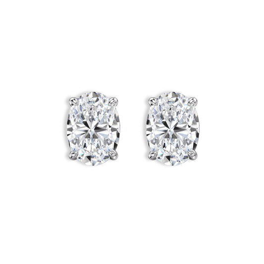 Oval Moissanite Sterling Silver Stud Earrings