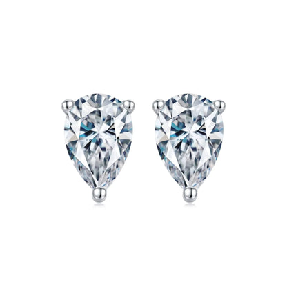 Pear Moissanite Sterling Silver Stud Earrings