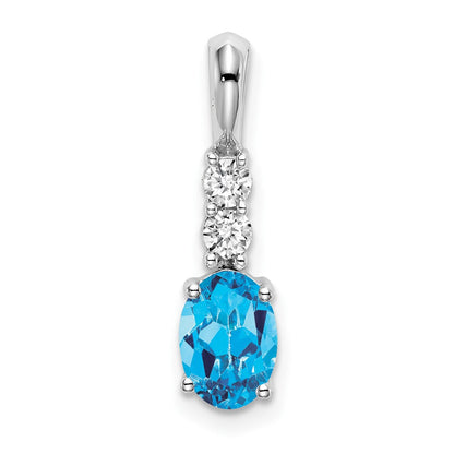 Oval Sky Blue Topaz Drop Pendant