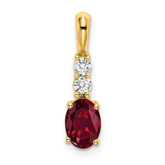 Oval Lab-Created Ruby Drop Pendant