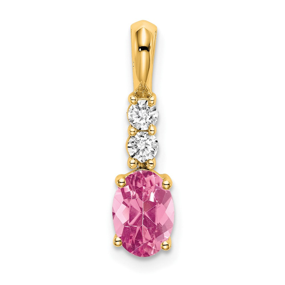 Oval Pink Tourmaline Drop Pendant