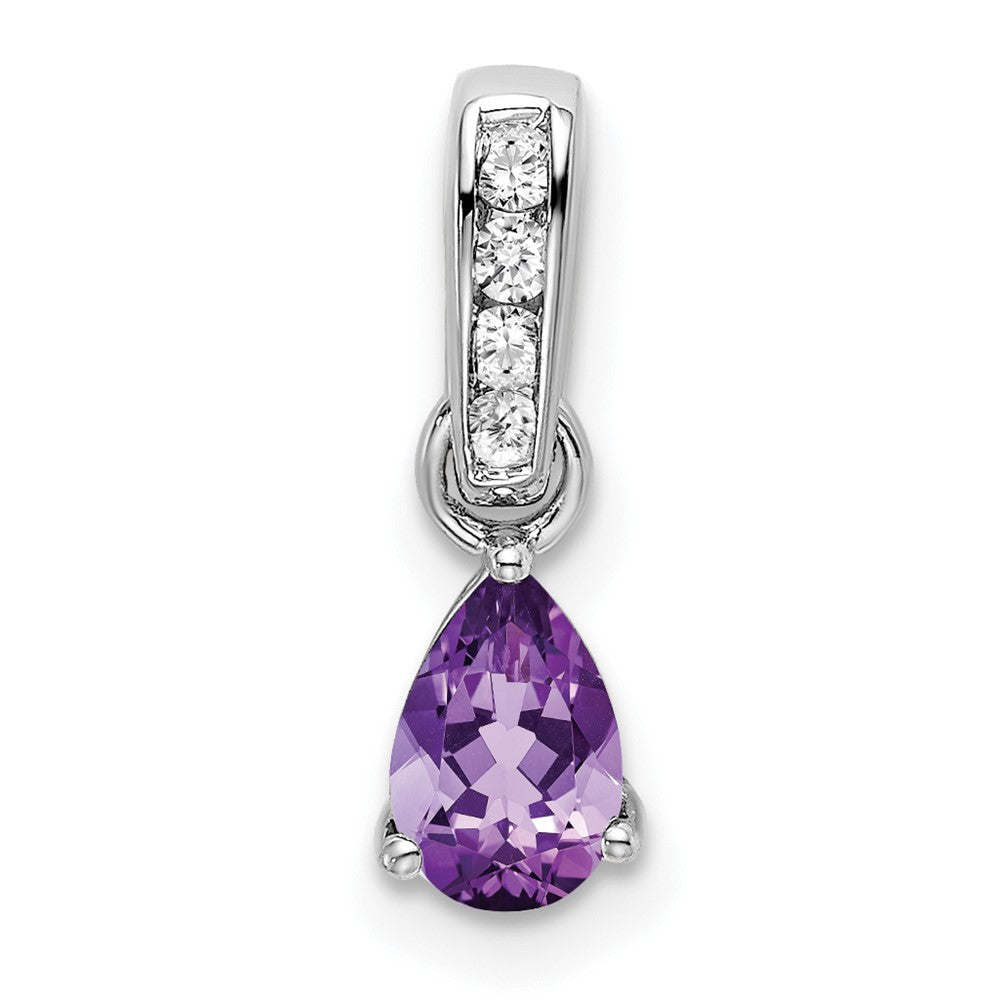 Pear Shaped Amethyst Drop Pendant Necklace