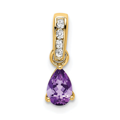 Pear Shaped Amethyst Drop Pendant Necklace