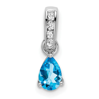 Pear Shaped Blue Topaz Drop Pendant Necklace