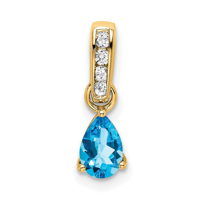 Pear Shaped Blue Topaz Drop Pendant Necklace