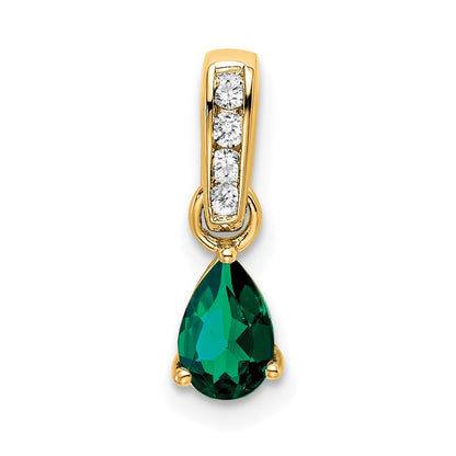 Pear Shaped Created Emerald Drop Pendant Necklace