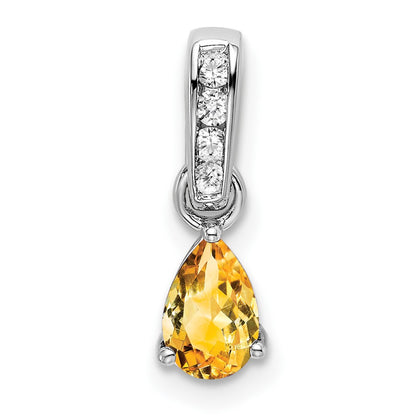 Pear Shaped Citrine Drop Pendant Necklace