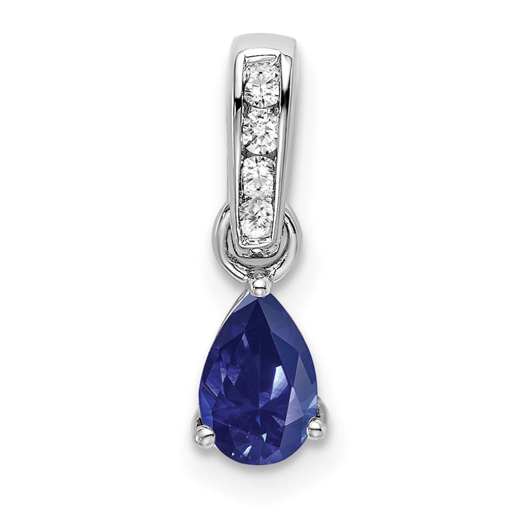 Pear Shaped Created Sapphire Drop Pendant Necklace