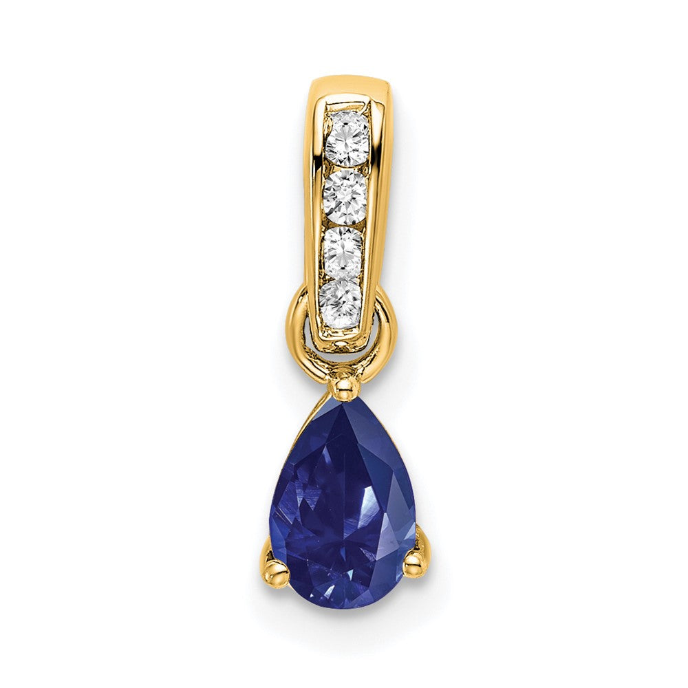 Pear Shaped Created Sapphire Drop Pendant Necklace