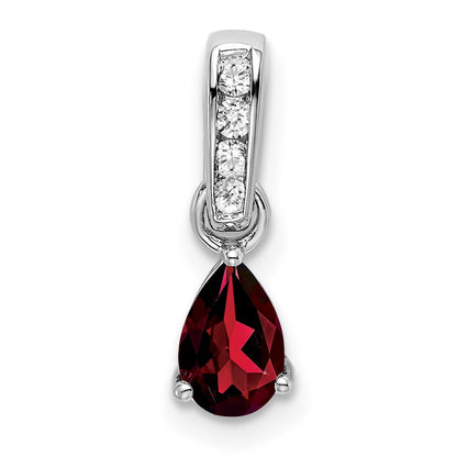 Pear Shaped Garnet Drop Pendant Necklace