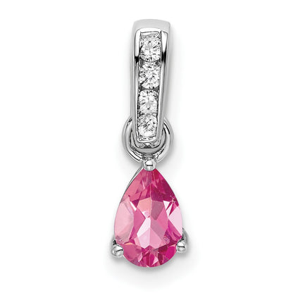 Pear Shaped Pink Tourmaline Drop Pendant Necklace