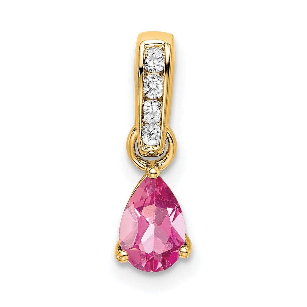 Pear Shaped Pink Tourmaline Drop Pendant Necklace