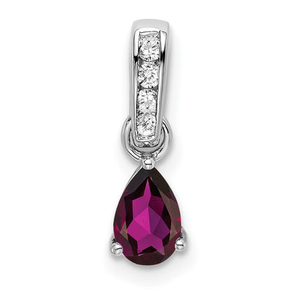 Pear Shaped Rhodolite Garnet Drop Pendant Necklace