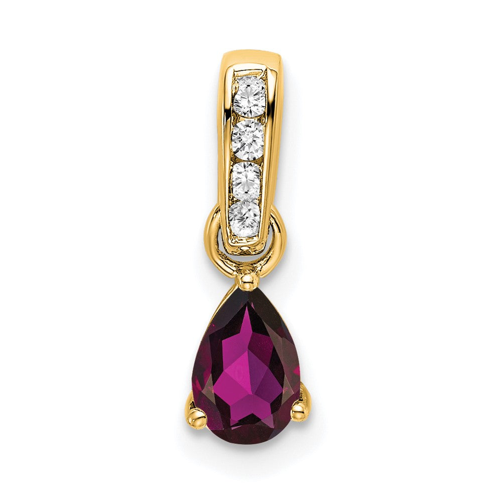 Pear Shaped Rhodolite Garnet Drop Pendant Necklace