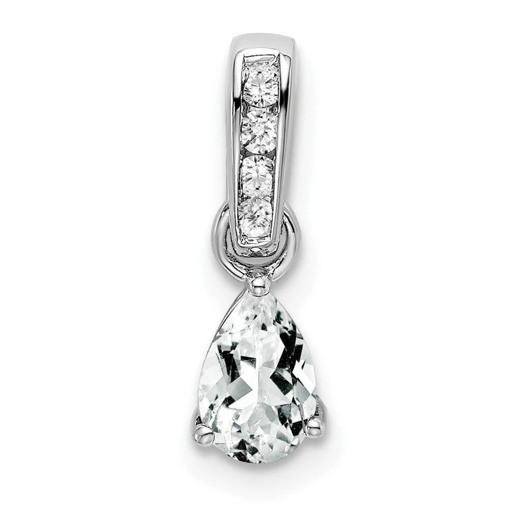 Pear Shaped White Topaz Drop Pendant Necklace